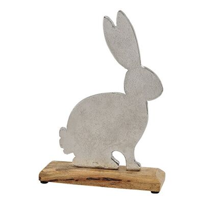 Hase Metall/Mango Holz  Silber (B/H/T) 18x27x5cm