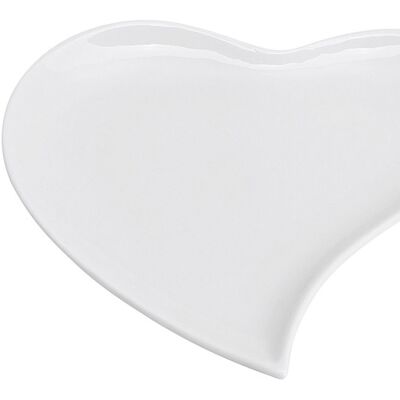 Teller Herz aus Porzellan Weiß (B/H/T) 17x2x17cm