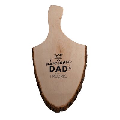 serving board-father's day-bark-handle-custom
