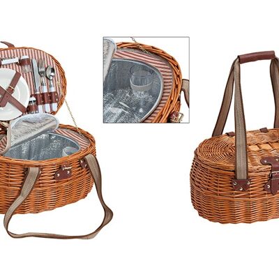 Picknickkorb für 2 Personen aus Weide, 15-teilig, B40 x T28 x H22 cm