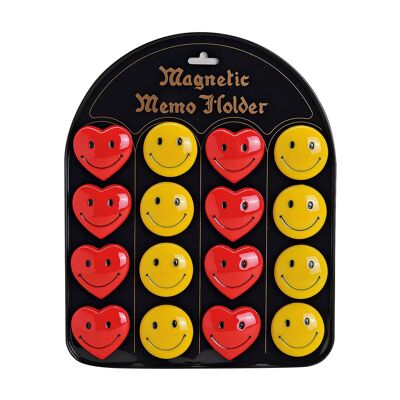 Magnet Herz/Smiley aus Kunststoff auf Tafel, 4-5 cm