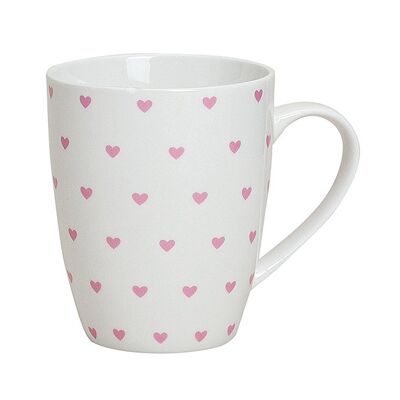 Becher pink Herzdekor aus Porzellan, 10 cm, 300 ml