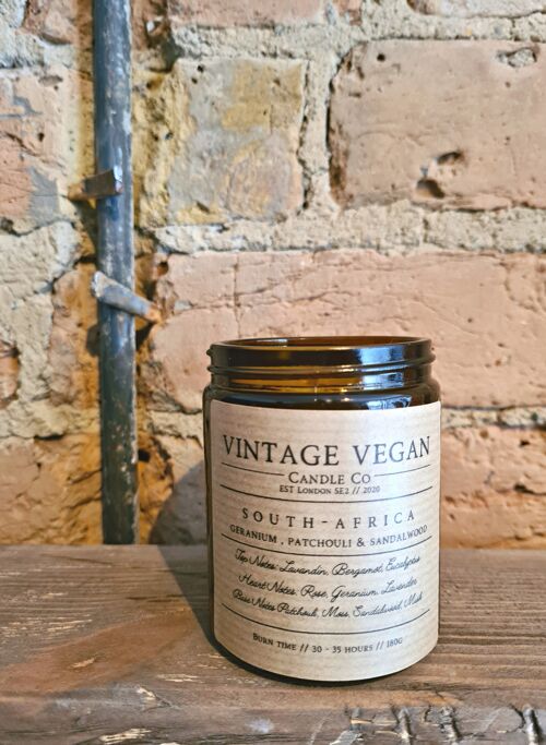 South Africa Geranium, Patchouli and Sandalwood Vintage Vegan Travel Candle