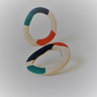 Modern Abstract Hoop Earrings (Light Beige)