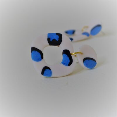 Blue Leopard Style Square Dangle Earrings