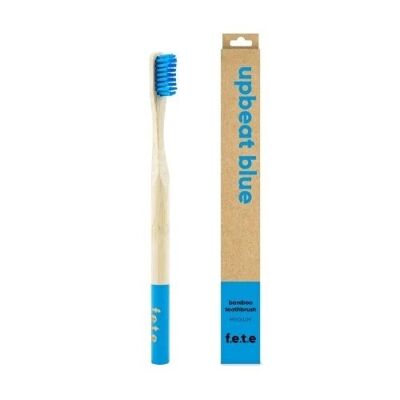 Cepillo de dientes de bambú de cerdas medianas azul optimista