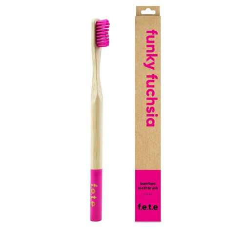 Funky Fuchsia Firm Bristles Bamboo Toothbrush