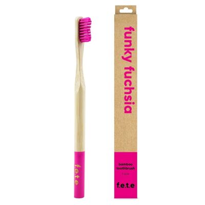 Brosse à dents en bambou à poils fermes Funky Fuchsia