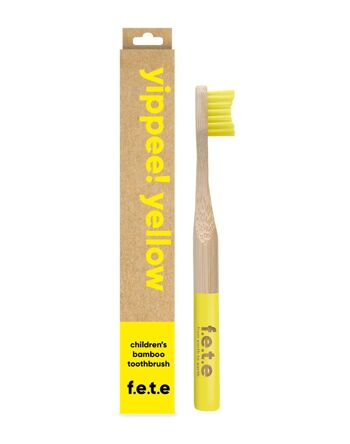 Hourra! Brosse à dents en bambou jaune pour enfants