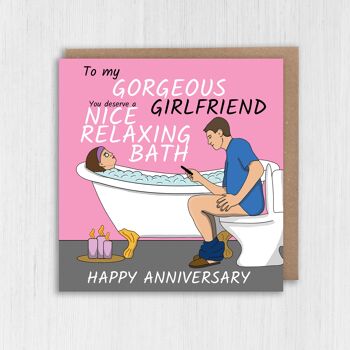 Carte d'anniversaire amusante pour femme ou petite amie : vous méritez un bon bain relaxant. 3