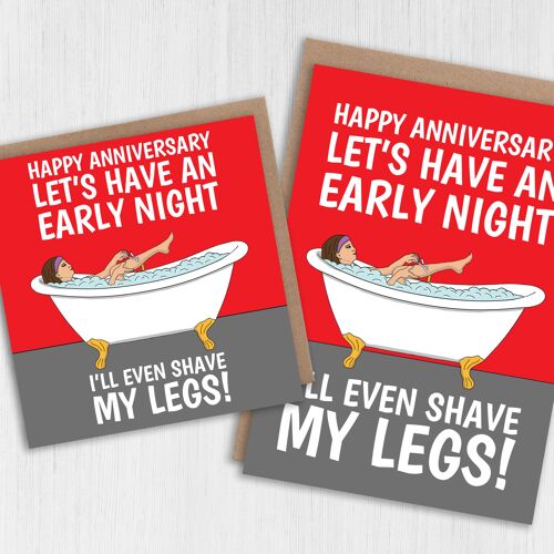 Funny anniversary card for husband, boyfriend: I’ll even shave my legs