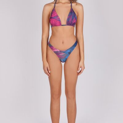Two-piece swimsuit with tropical print