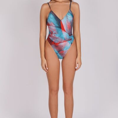 One-piece swimsuit with bare back