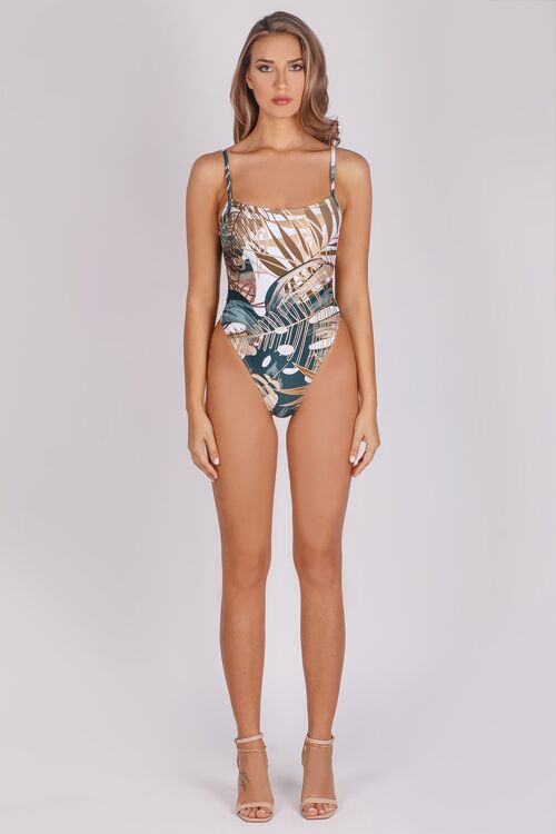 One-piece swimsuit with bare back