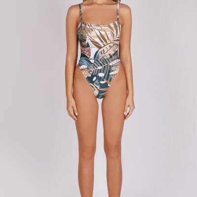 One-piece swimsuit with bare back