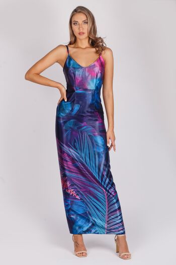 Robe longue en satin à la coupe droite 5