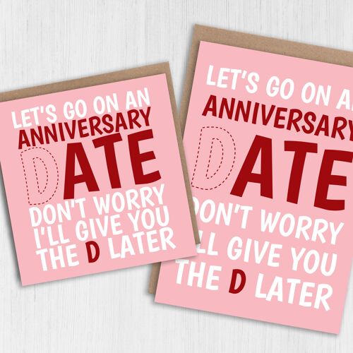Funny, rude anniversary card: I’ll give you the D later
