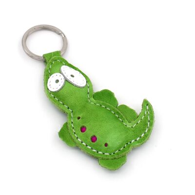 Grüne Eidechse handgefertigter Leder-Schlüsselanhänger