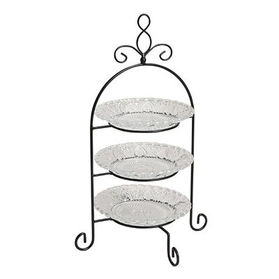 Etagere mit 3 Etagen aus Glas/Metall, H37 x B22 cm