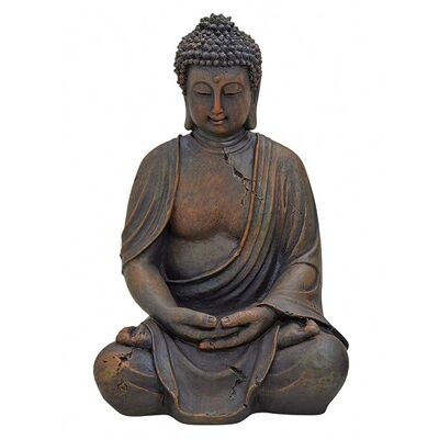 Buddha sitzend in braun aus Poly, 30 cm
