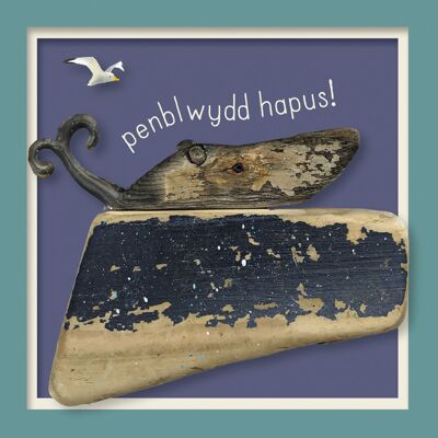 Penblwydd hapus (baleine) carte d'anniversaire gallois