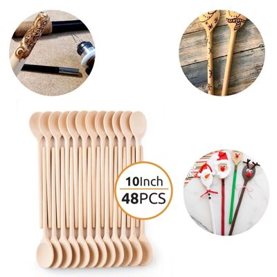 Mr. Woodware – Craft Wooden Spoons Bulk – 25,4 cm – Set mit 48 Stück