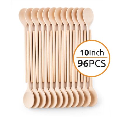 Mr. Woodware - Cucchiai di legno artigianali sfusi - 10 pollici - Set di 96