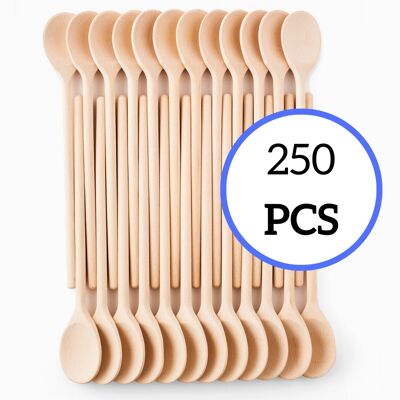 Mr. Woodware - Cucharas de madera artesanales a granel - 10 pulgadas - Juego de 250