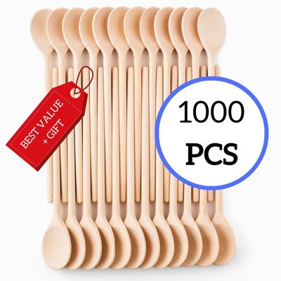 Mr. Woodware - Cucharas de madera artesanales a granel - 10 pulgadas - Juego de 1000