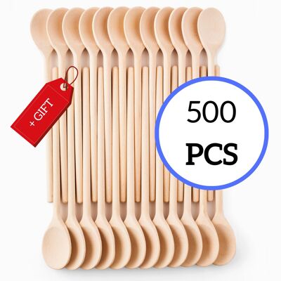 Mr. Woodware - Cucchiai di legno artigianali sfusi - 10 pollici - Set di 500