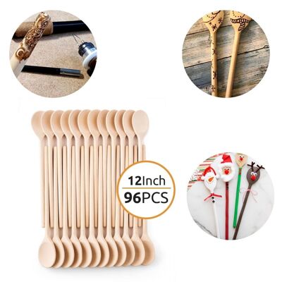 Mr. Woodware – Craft Wooden Spoons Bulk – 12 Zoll – Set mit 96 Stück