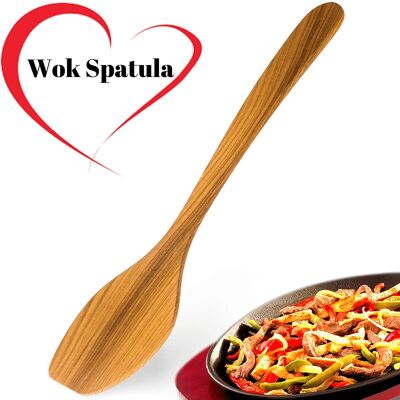 Mr. Woodware - Espátula profesional para wok - Turner, paleta para saltear, wok tailandés, 14.6 ″ de mango largo salteado de madera de cerezo
