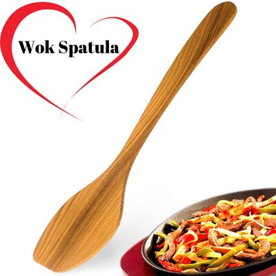 Mr. Woodware - Spatule professionnelle pour wok - Turner, Saute Paddle, Thai Wok, 14.6″ Long Handle Stir Fry Cherry Wood