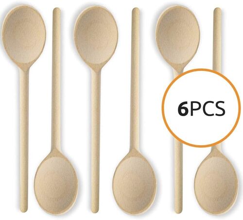 Mr. Woodware - Wooden Cooking Spoons Bulk 12 Inch – Set of 6