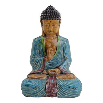 Buddha aus Poly, blau/braun/rot (B/H/T) 29x44x21cm