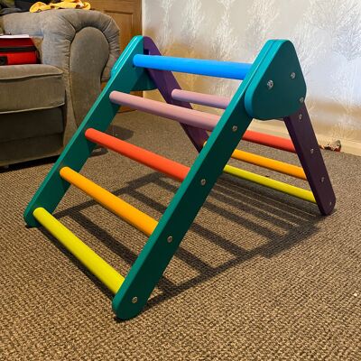 Chunky Pikler / Montessori Inspired Early Years Climbing Triangle - 5 Rungs (35mm Dowel) - Bright Rungs (QBS152)