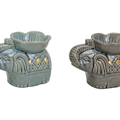 Duftlampe Elefant aus Keramik, 2-fach sortiert, B14 x T9 x H11 cm