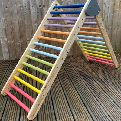 Pikler / Montessori Inspired Early Years Climbing Triangle - 14 Rung - Pastel Rungs (QBS174)