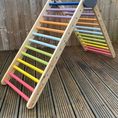 Pikler / Montessori Inspired Early Years Climbing Triangle - 14 Rung - Pastel Rungs (QBS174)