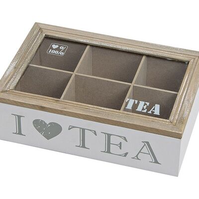 Teebox für Beutel, 6 Fächer, I Love Tea
