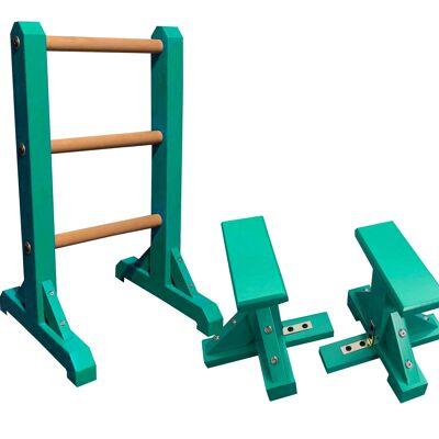 Duo Set – 3 Tier Ladder with Pair of Mini Pedestals (Rectangle Grip) - Turquoise Green (QBS336)