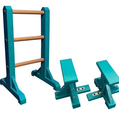 Duo Set – 3 Tier Ladder with Pair of Mini Pedestals (Rectangle Grip) - Turquoise Blue (QBS337)