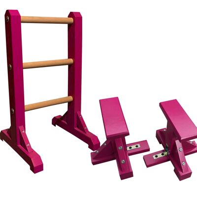 Duo Set – 3 Tier Ladder with Pair of Mini Pedestals (Rectangle Grip) - Hot Pink (QBS338)