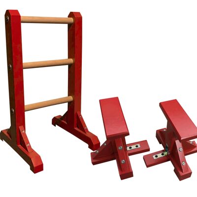 Duo Set – 3 Tier Ladder with Pair of Mini Pedestals (Rectangle Grip) - Red (QBS342)