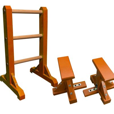 Duo Set – 3 Tier Ladder with Pair of Mini Pedestals (Rectangle Grip) - Orange (QBS343)