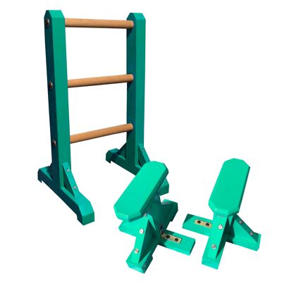 Duo Set – 3 Tier Ladder with Pair of Mini Pedestals (Octagonal Grip) - Turquoise Green (QBS348)