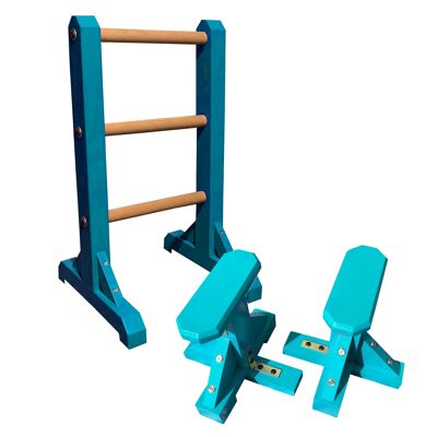 Duo Set – 3 Tier Ladder with Pair of Mini Pedestals (Octagonal Grip) - Turquoise Blue (QBS349)