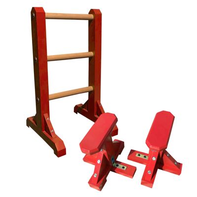 Duo Set – 3 Tier Ladder with Pair of Mini Pedestals (Octagonal Grip) - Red (QBS351)