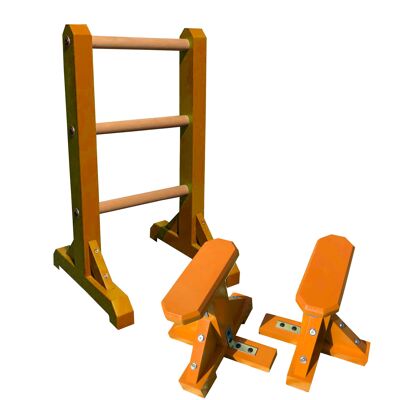 Duo Set – 3 Tier Ladder with Pair of Mini Pedestals (Octagonal Grip) - Orange (QBS352)