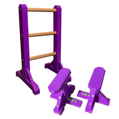 Duo Set – 3 Tier Ladder with Pair of Mini Pedestals (Octagonal Grip) - Purple (QBS353)